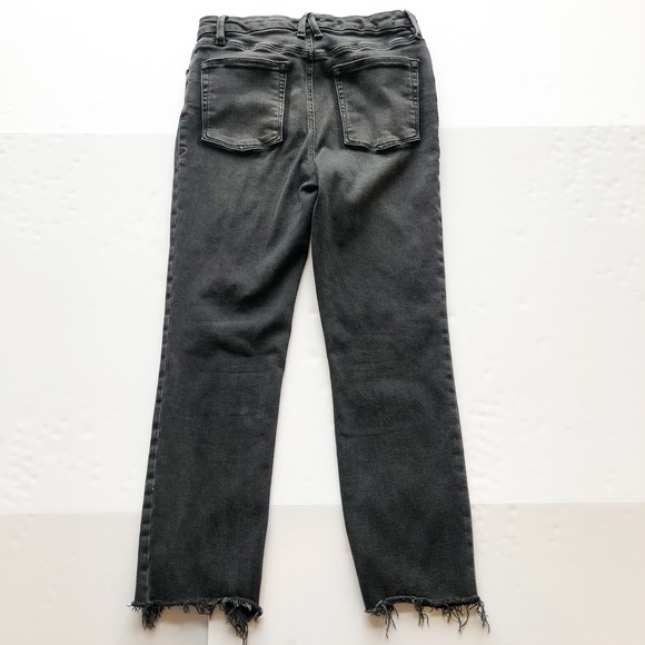 GOOD AMERICAN Jeans Womens 31 Black60 High Rise Straight Leg Chewed Raw Hem - Picture 4 of 10